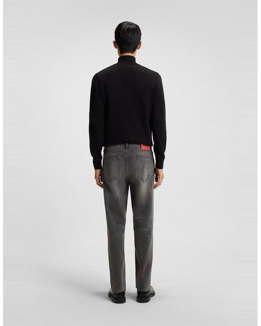 Boss Gray Tapered Fit Five Pocket Jeans for men