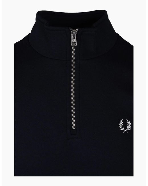 Fred Perry Blue Half Zip Sweatshirt for men