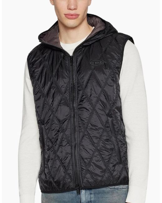 DIESEL Black Brand Logo Quilted Gilet Jacket for men