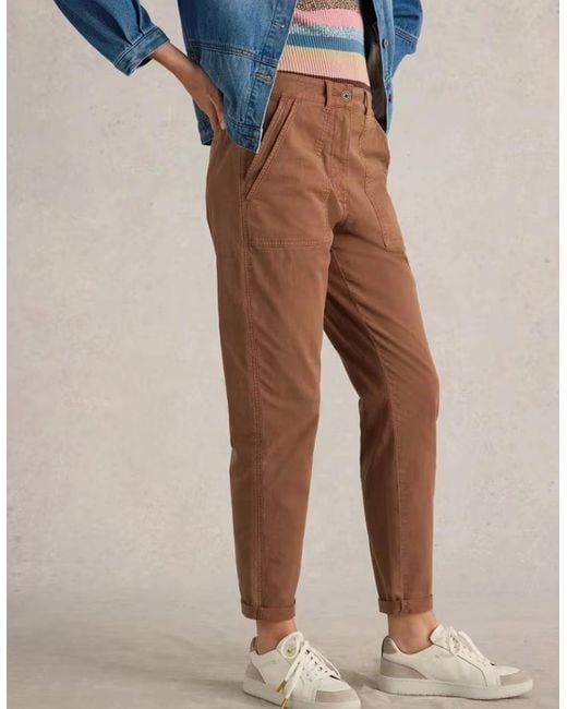 White Stuff Brown Twister Chino Trouser Regular Dark Tan
