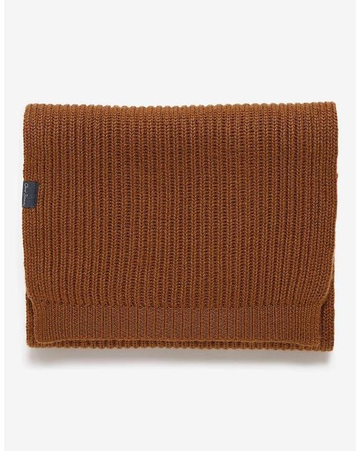 Oliver Sweeney Brown Wool Blend Ribbed Scarf for men