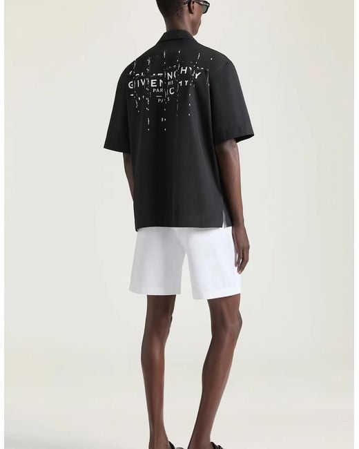 Givenchy Black Branded Bowling Shirt for men