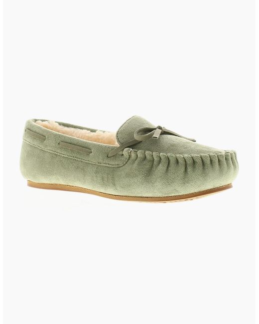Strollers Green Moccasin Slippers Faux Fur Matilda Uk Size