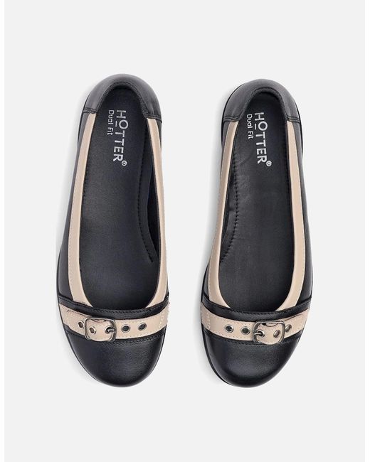 Hotter Black Sparrow Flat Pumps