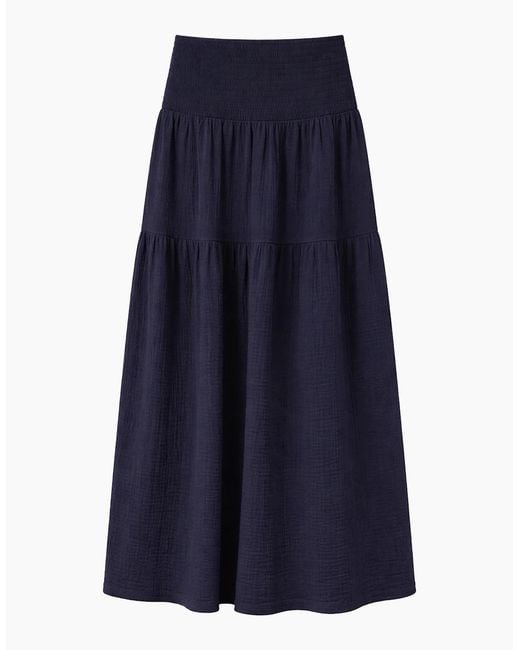 Ro&zo Blue Cheesecloth Shirred Waistband Skirt
