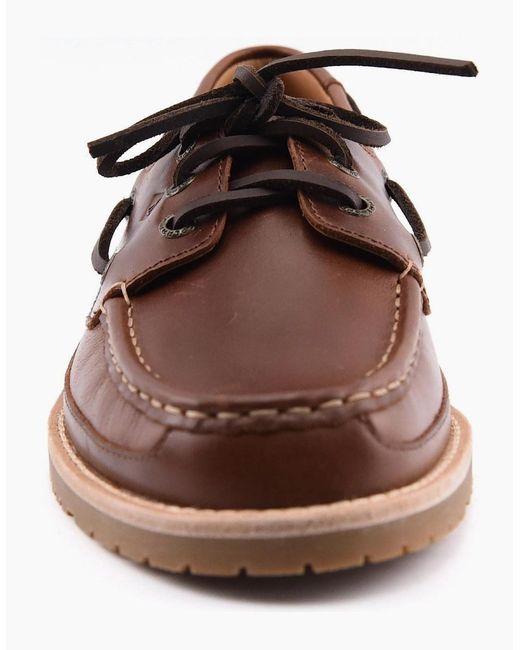 Sperry Top-Sider Brown Sperry Mini Lug 3 Eye Leather Boat Shoes for men