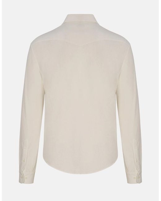 Brunello Cucinelli White Western Cotton Shirt for men