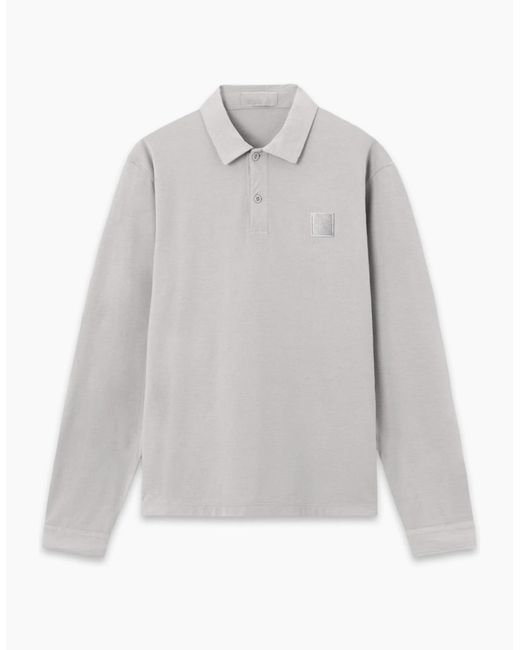 Stone Island Gray S0F11 Patch Logo Ls Polo for men