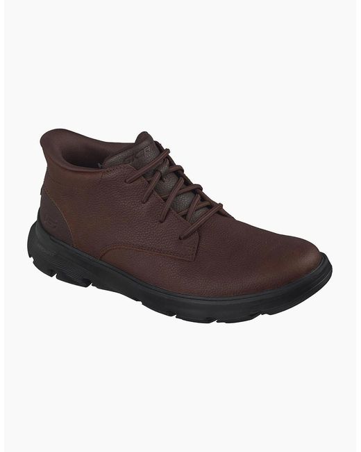 Skechers Brown Arch Fit Garza Ridley Leather Cocoa Ankle Boots for men