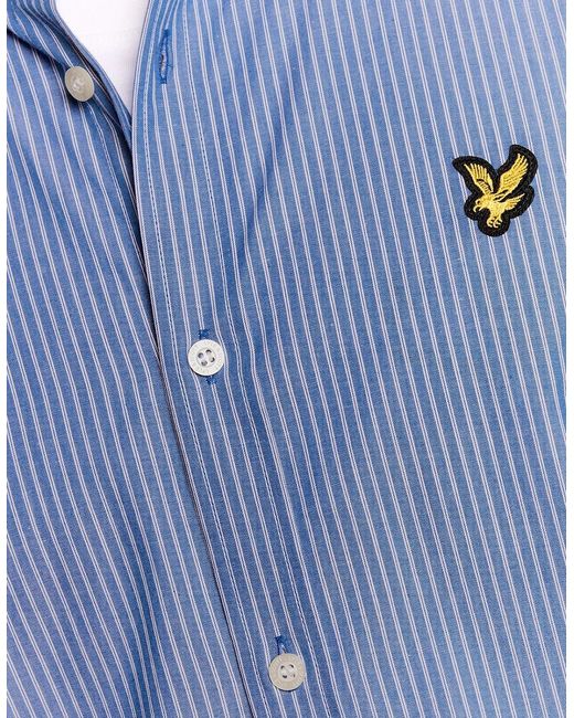Lyle & Scott Blue Cotton Poplin Twin Stripe Shirt for men