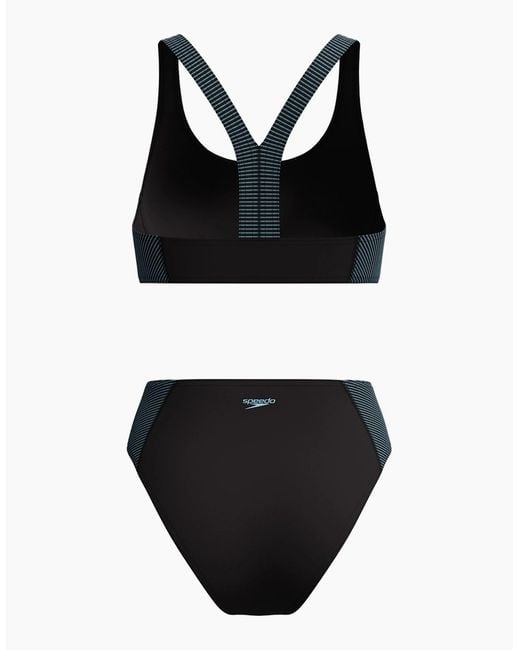 Speedo Black Ladies Quantum Splice Ribbed Two-Piece Swimsuit