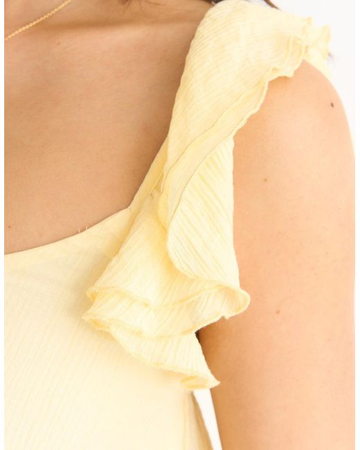 Gini London Yellow Lemon Ruffle Short Sleeve Viscose Maxi Dress