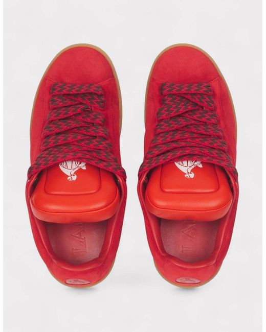 Lanvin Red X Future Hyper Curb Sneakers Leather Suede