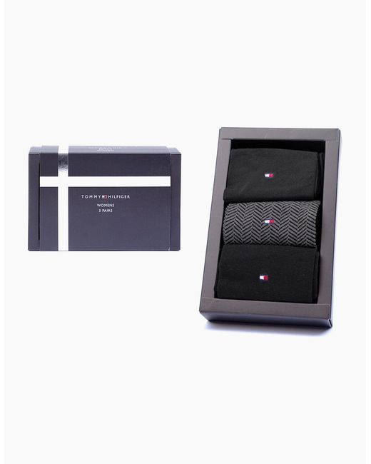 Tommy Hilfiger Blue 3-Pack Herringbone Pattern & Classic Socks Gift Box