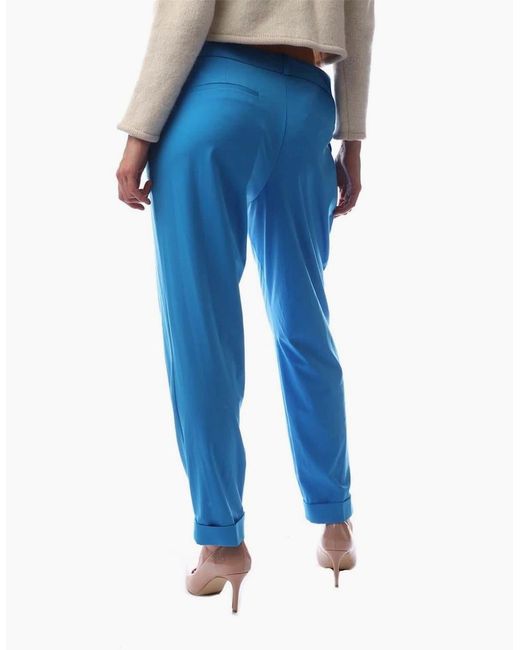 Boss Blue Solid Patterned Straight Chinos
