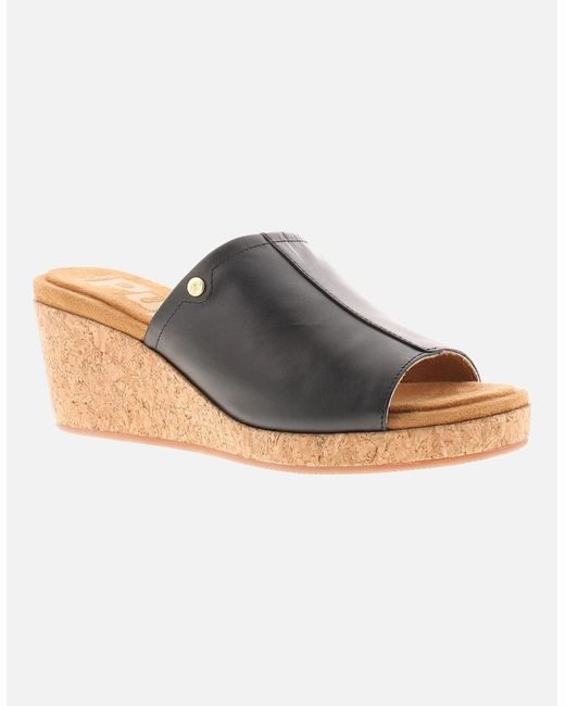 Hush Puppies Gray Wedge Sandals Willow Slide Leather Slip On Uk Size
