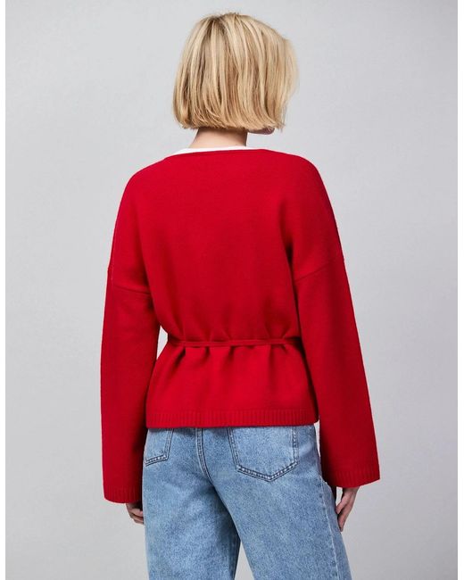 Ro&zo Red Wrap Cardigan With Cashmere