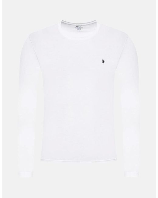 Ralph Lauren White Cotton Jersey Long Sleeve T-Shirt for men