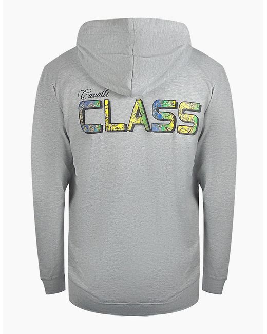 Roberto Cavalli Gray Cavalli Class Bold Floral Logo Zip-Up Hoodie for men