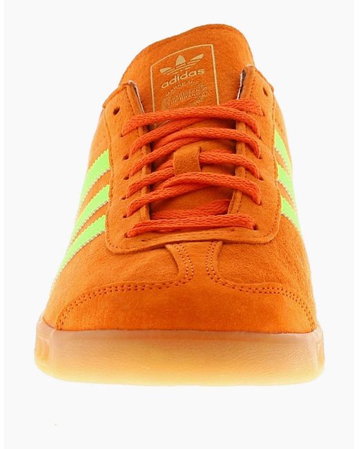 Adidas Originals Orange Trainers Hamburg W Leather Lace Up Uk Size