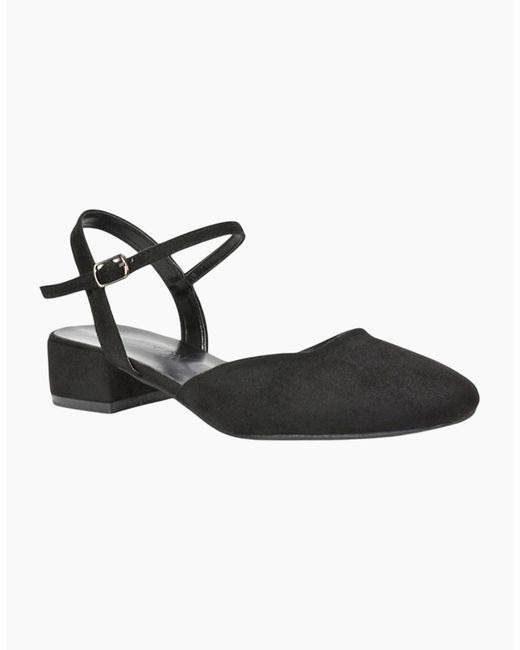 XY London Black Ladies Hilary Strappy Low Heel Court Shoes