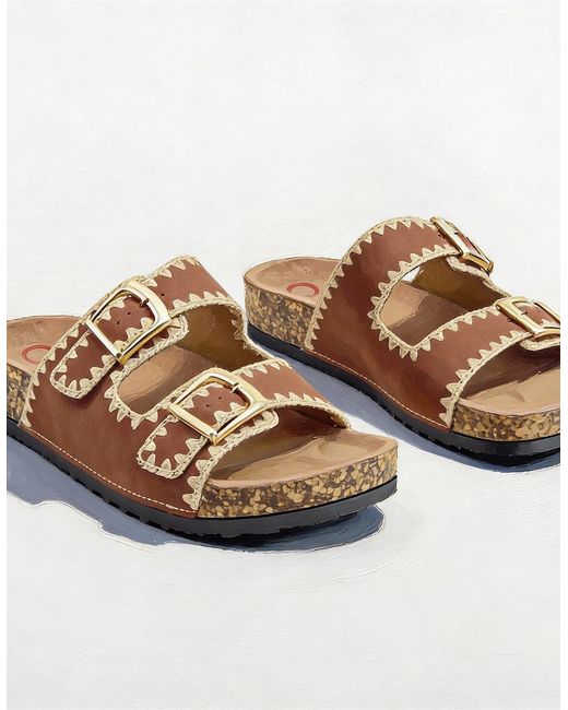 Heavenly Feet Brown Sandy Mules Sandals Bark