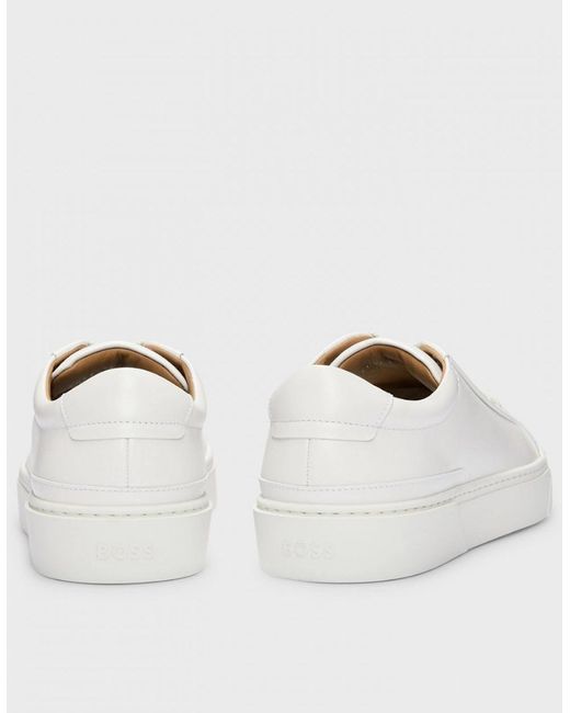 Boss White Boss Gary Tenn Leather Low-Top Trainers With Branded Lace Loop Nos for men