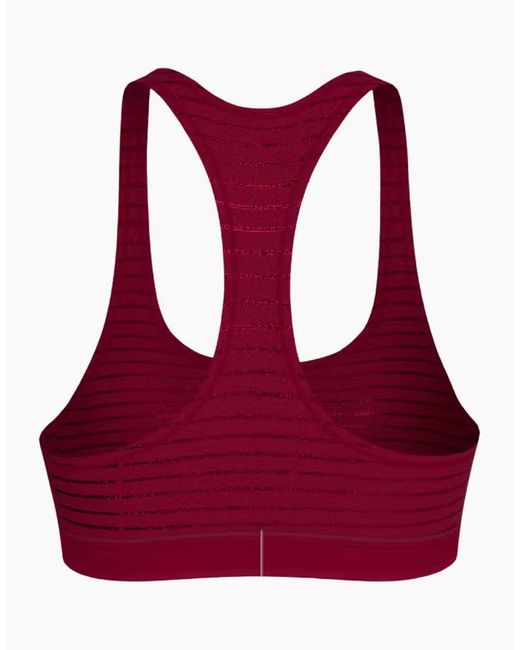 Tommy Hilfiger Red Lurex Pinstripe Unlined Bralette, Deep Rouge