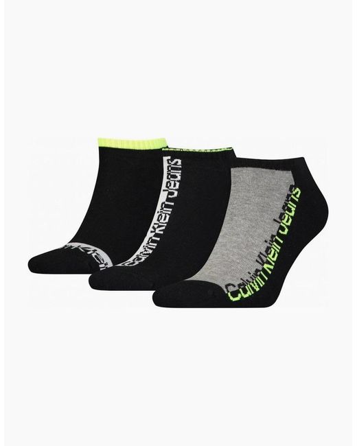 Calvin Klein Black Jeans 3-Pack Mixed Logo Athleisure Sports Trainer Socks for men