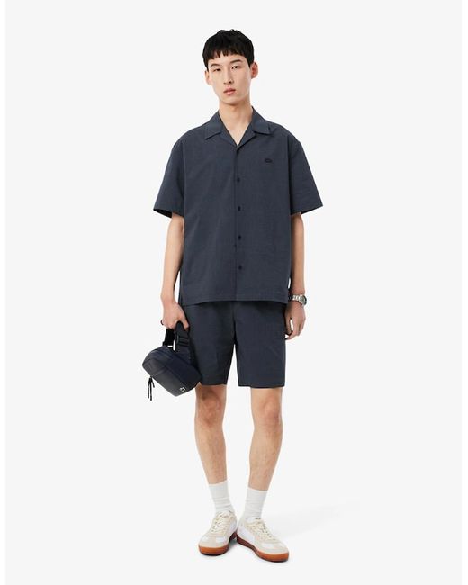 Lacoste Blue Relaxed Fit Seersucker Shirt for men