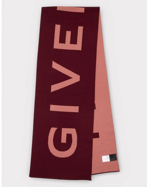 Givenchy Red Jacquard Logo Scarf