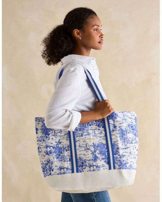 Joules Blue Promenade Tote Bag Toile