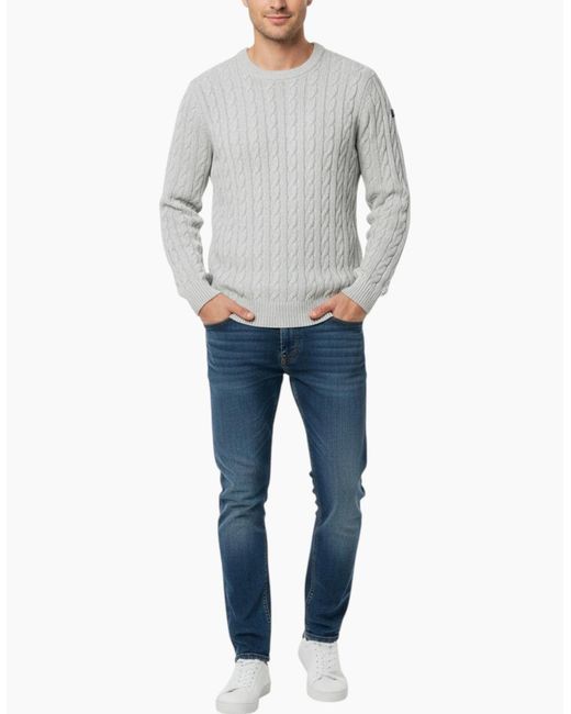 Firetrap Red Cable Knit Sweatshirt Chunky Crew Neck Pullover Cotton Winter Warm Jumper for men