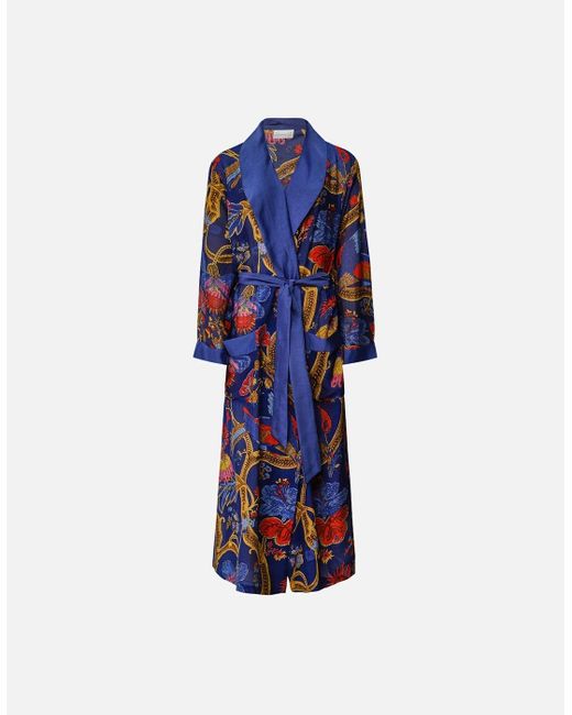 One Hundred Stars Blue Climbing Peacock Crepe Gown
