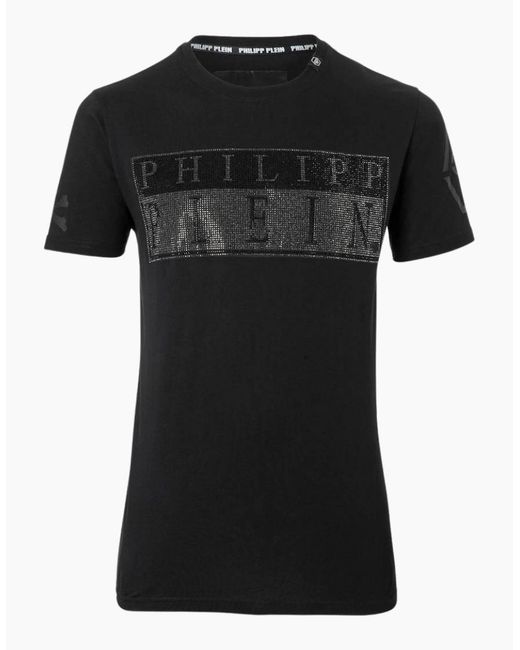 Philipp Plein Black Bold Monotone Diamantv Logo T-Shirt for men