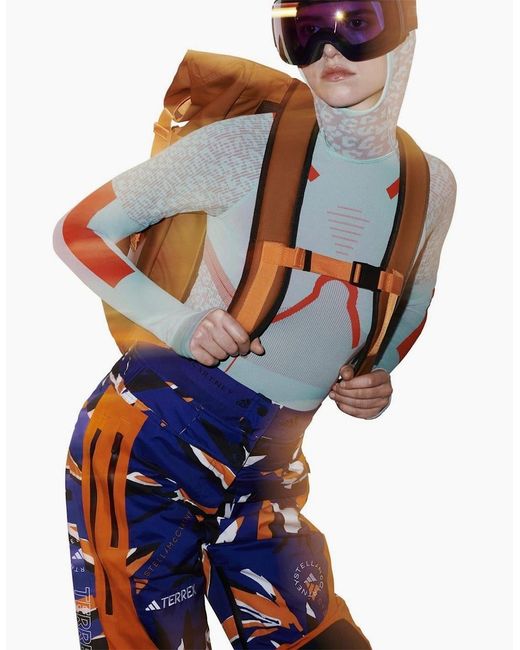 Adidas Blue Abstract Patterned Regular Fit Ski Pants