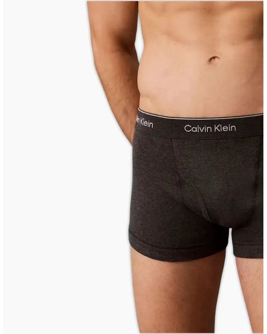 Calvin Klein Purple 3-Pack Cotton Classics Striped Waist Boxer Trunks, /Charcoal for men