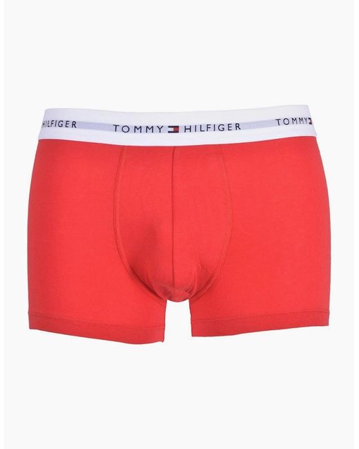 Tommy Hilfiger Red 3-Pack Signature Cotton Boxer Trunks for men