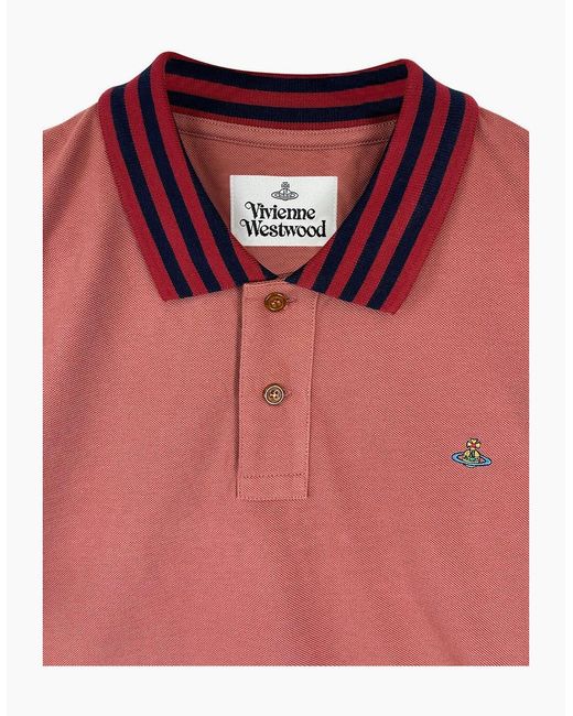 Vivienne Westwood Red Light Brick Contrasting Collar Polo Shirt for men