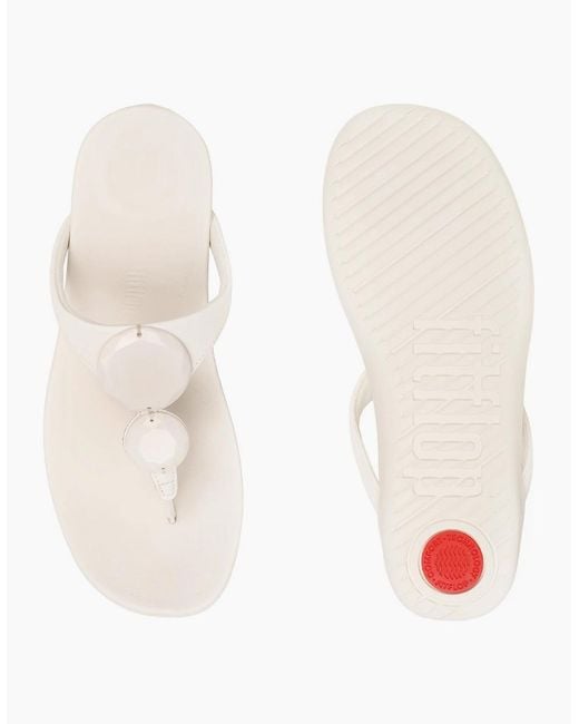 Fitflop White Solay Glossy Disc Toe Post Sandals