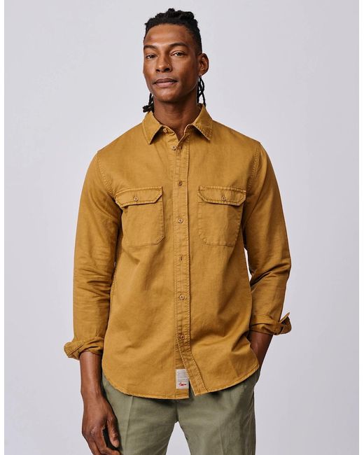 aubi Metallic Sorrel Linen Blend Shirt for men