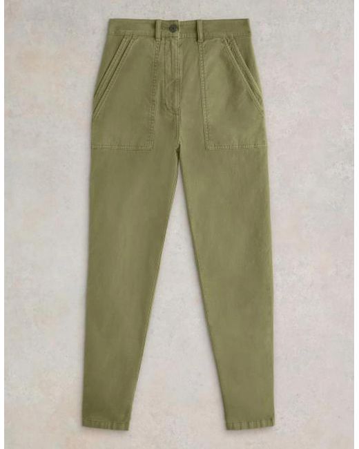 White Stuff Green Twister Chino Trouser Short Khaki