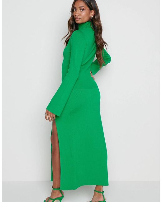 Pretty Lavish Green Blythe Slit Knit Skirt