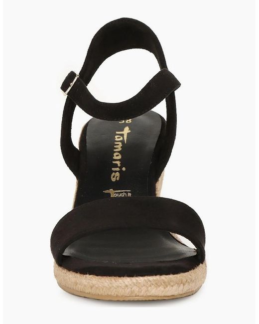 Tamaris Black Sweet Pea Wedge Heel Sandals