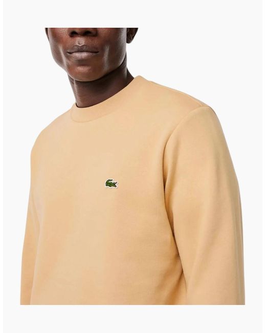 Lacoste Natural Fleece Crew Neck Sweatshirt Knitted Jumper Long Sleeve Sweat Tops for men