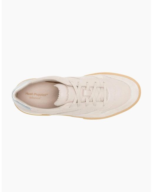 Hush Puppies White Mae Leather Taupe Trainers