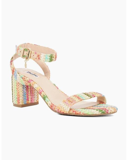 Dune Metallic Lo Memee High Heel Block Sandals