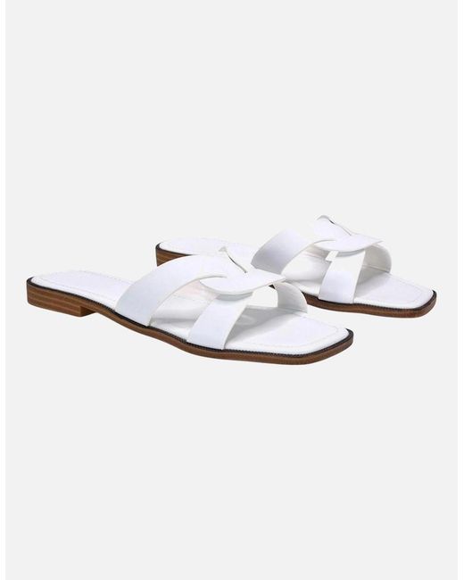 XY London White Ladies Charley Open Toe Sliders