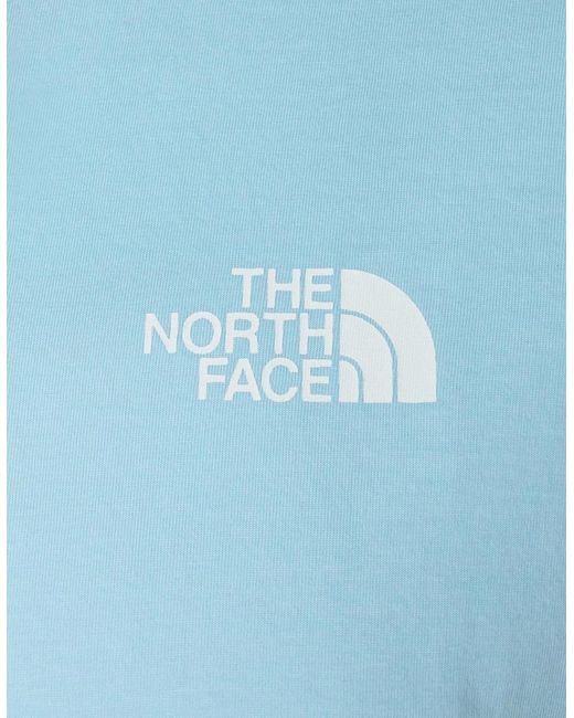 The North Face Blue T Shirts Box Exploration Crew Neck Graphic Print Summer Tee for men