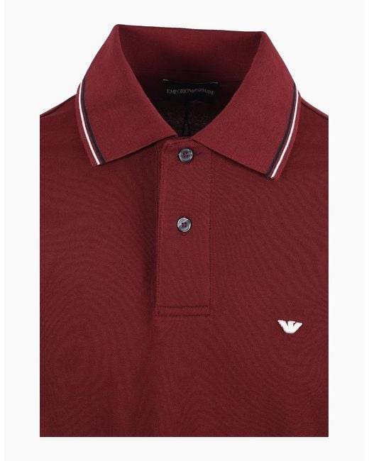 Emporio Armani Red Essential Tipped Polo Oxblood for men